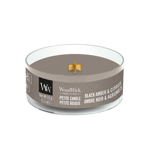 Woodwick Black Amber & Citrus Petite Candle